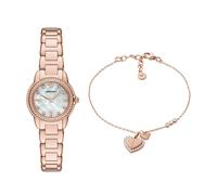 Emporio Armani Donna Orologio in Acciaio Inossidabile Oro Rosa e Bracciale in Argento Sterling, Set