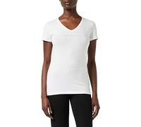 Emporio Armani Donna V Neck T-Shirt Iconic Cotton Maglietta, Bianco (White), L