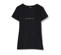 Emporio Armani Donna V Neck T-Shirt Iconic Cotton Maglietta, Nero (Black), M