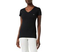 Emporio Armani Donna V Neck T-Shirt Iconic Cotton Maglietta, Nero, S