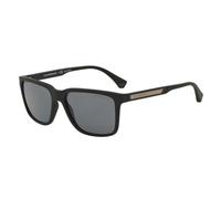 Emporio Armani EA 4047 5063/81 Men's Sunglasses - Matte Black Frame, Gray Polarized Lenses