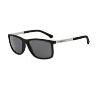 Emporio Armani EA 4058 5063/81 Men's Sunglasses - Matte Black Frame, Gray Polarized Lenses