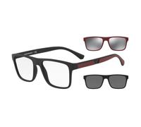 Emporio Armani EA4115 5042-1W 54 Men's Eyeglasses - Matte Black Frame with Interchangeable Clip-On Lenses