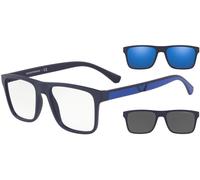 Emporio Armani EA4115 5759/1W Men's Eyeglasses - Matte Blue Frame with Clip-On Sunglasses, 54mm