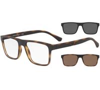 Emporio Armani EA4115 5802/1W Men's Eyeglasses - Matte Havana Frame with Two Clip-On Lenses, 54mm