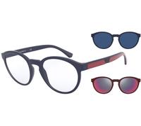 Emporio Armani EA4152 5669-1W A 52 Men's Eyeglasses - Matte Blue Frame, Clear Lenses