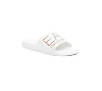 Emporio Armani EA7 Ciabatta da Donna Sliders con Maxi Logo (Shiny White/Rose Gold, numeric_35)