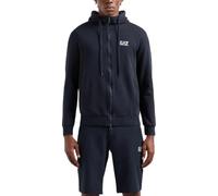 Emporio Armani EA7 Felpa con Cappuccio da Uomo Core Identity Full Zip in Cotone Felpato - 8NPM38 (IT, Testo, S, Regular, Regular, Blue)