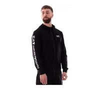 Emporio Armani EA7 Felpa con Cappuccio Logo Series in Cotone da Uomo, 7M000568 (IT, Testo, XXL, Regular, Regular, Nero/Bianco)