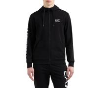 Emporio Armani EA7 Felpa con Cappuccio Logo Series in Cotone Felpato da Uomo, 7M001047 (IT, Testo, L, Regular, Regular, Black/White)