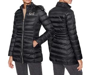 Emporio Armani EA7 Piumino Invernale Mezza Lughezza da Donna con Imbottitura Sintetica, 6DTK01 (IT, Testo, L, Regular, Regular, Nero)