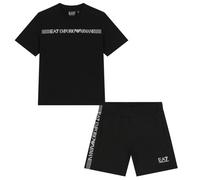Emporio Armani EA7 Set con T-shirt e Pantaloncini Logo Series in jersey di cotone per Bambini e Ragazzi, 7B000267 (Nero, 12 anni)