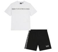 Emporio Armani EA7 Set con T-shirt e Pantaloncini Logo Series in jersey di cotone per Bambini e Ragazzi, 7B000267 (White/Black, 16 anni)