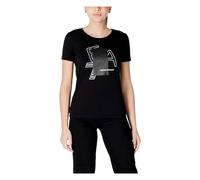 Emporio Armani EA7, ,Tops ,Donna ,Nero ,S T-shirt a Maniche Corte con Stampa e Girocollo