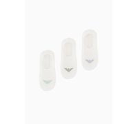 Emporio Armani Eagle Logo 3-Pack Footie Socks, Calzini Uomo, Multicolore (Black-White-Grey), S-M