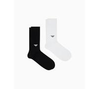 Emporio Armani Eagle Rib 2-Pack Socks Short Confezione da 2 Calzini, Nero, Taglia Unica Uomo