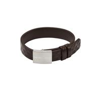 Emporio Armani EGS3135040 Bracciale da uomo in pelle argentata, taglia unica, in pelle, non è una pietra preziosa, talla única, Pelle, Nessuna pietra preziosa
