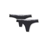 Emporio Armani Essential Studs Logo 2-Pack Thong Underwear, Nero, XL Women's