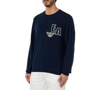 Emporio Armani Felpa da Uomo Corduroy Fleece Crew Neck Sweater, Blu Marino, M