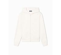 Emporio Armani Felpa Donna Iconic Spugna con Cappuccio Zip Tuta Bianca L, Bianco, L