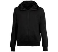 Emporio Armani Felpa Donna Iconic Spugna con Cappuccio Zip Nera S, Nero, S