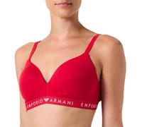 Emporio Armani Iconic Logoband Padded Triangle Bra, Rosso LACCA, XS Women's
