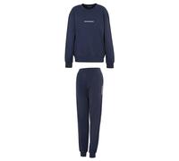 Emporio Armani Interlock Lounge Long Pajamas Pajama Set, Marine, M Women's