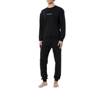 Emporio Armani Interlock Lounge Long Pajamas Pajama Set, Nero, L Women's