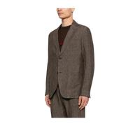 Emporio Armani - Linen Single-Breasted Blazer Jacket - - Jackets - Uomo - Marrone - S