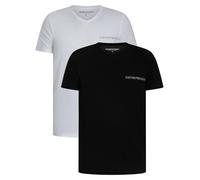 EMPORIO ARMANI Maglietta da Uomo, 2 Pezzi, Scollo a V, Bianco/Nero, XL