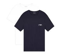 EMPORIO ARMANI Maglietta Girocollo da Uomo, 2 Pezzi, Bianco/Blu, M