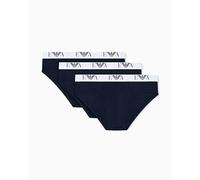 Emporio Armani Man's Bold Monogram - Confezione da 3 Slip da Uomo, Blu, M, Armani Blue/Armani Blu/Armani Blue, M
