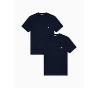 Emporio Armani Man's Core Logoband - T-Shirt Girocollo da Uomo, Confezione da 2, Blu, L, Taglia Normale, Blu Armani/Blu Armani, L