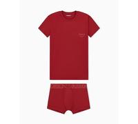Emporio Armani MEGALOGO T-Shirt + Trunk, Uomo Rosso, L, Rosso, L