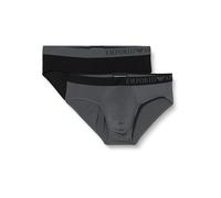 Emporio Armani Men's 2-Pack Soft Touch Bamboo Viscose Brief Slip Boxer, Black/Anthracite, S (Pacco da 2) Uomini