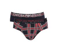 Emporio Armani Men's 2-Pack Tartan Gift Box Brief Slip Boxer, Check/Marine, M (Pacco da 2) Uomo