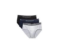 Emporio Armani Men's Basic - Pure Cotton 3-pack Brief, Mutande Uomo, Multicolore (Marine/Melange Grey/Black), S