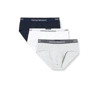 Emporio Armani Men's Basic - Pure Cotton 3-Pack Brief, Mutande, Uomo, Multicolore (White/Melange Grey/Marine), S