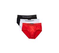 Emporio Armani Men's Basic - Pure Cotton 3-pack Brief, Mutande Uomo, Multicolore (White/Red/Black), XL