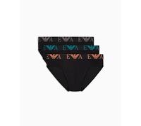 Emporio Armani Men's Bold Monogram 3-Pack Brief, Black/Black/Black, M (Pack of 3)