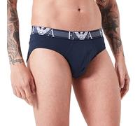 Emporio Armani Men's Textured Monogram Logo Band Slip, Blu Marino, M Uomo