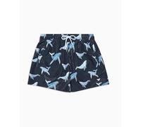 EMPORIO ARMANI Mid Boxer Costume a Pantaloncino, Balena Stampa Blu, L Uomo