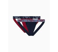 Emporio Armani Mutandine da Uomo con monogramma audace, Confezione da 2, Blu, S, Blu, S