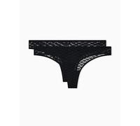 Emporio Armani Mutandine Perizoma da Donna Allover Eagle Mesh, Confezione da 2, Nero, S, Nero, S