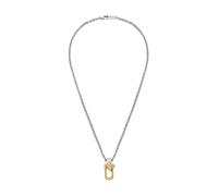 Emporio Armani Collana con pendente Uomo in acciaio inossidabile bicolore con chiusura a moschettone, Oro brillante e argento