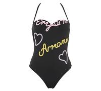 Emporio Armani One-Piece Emrboidery Signature Swimsuit, Costume Da Bagno Donna, Multicolore (Black-Pastel), XL