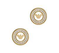 Emporio Armani Orecchini da donna in acciaio inossidabile o semi-preziosi con chiusura push back, Oro tenue