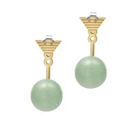 Emporio Armani Orecchini da donna in ottone con chiusura a perno, Tono oro e verde