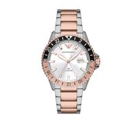 Emporio Armani AR11591 Men's GMT Watch - Two-Tone Stainless Steel, White Dial