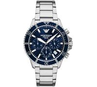 Emporio Armani Orologio Analogico al Quarzo Uomo con Cinturino in Acciaio Inossidabile AR11681, Blu e Argento, 43.5 mm
